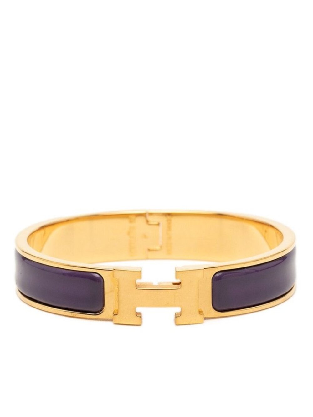 Hermes Click PM Bracelet Gold Purple Plated Enamel